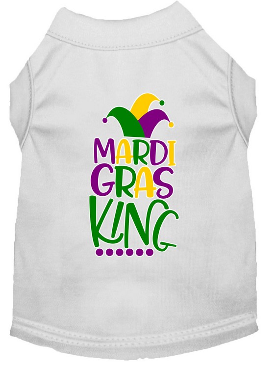 Mardi Gras King Screen Print Mardi Gras Dog Shirt White XS